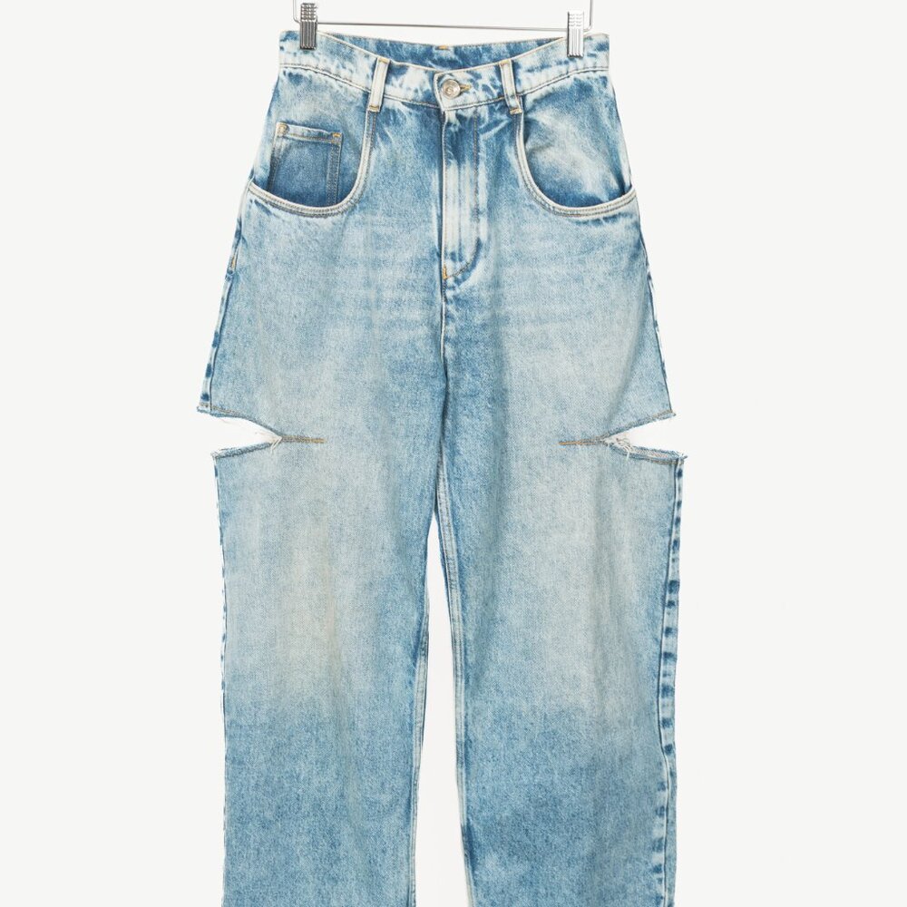 Maison Martin Margiela Light Blue Straight Leg Distressed Jeans - Picture 2 of 14